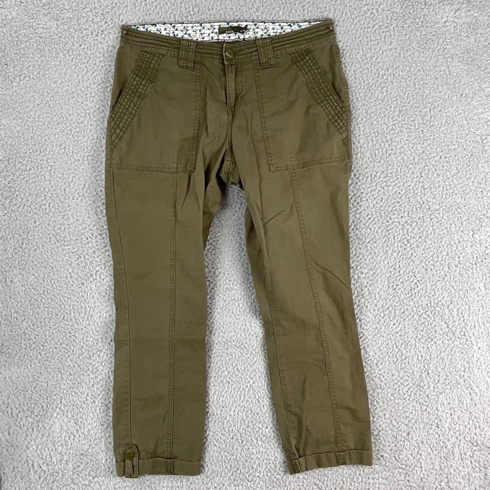 Prana Halle Cropped Pants Womens 6 Olive Green Camping Hiking Utility Ripstop